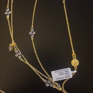 NWT Freida Rothman 14k Gold Plated Signature Station Necklace. 40”